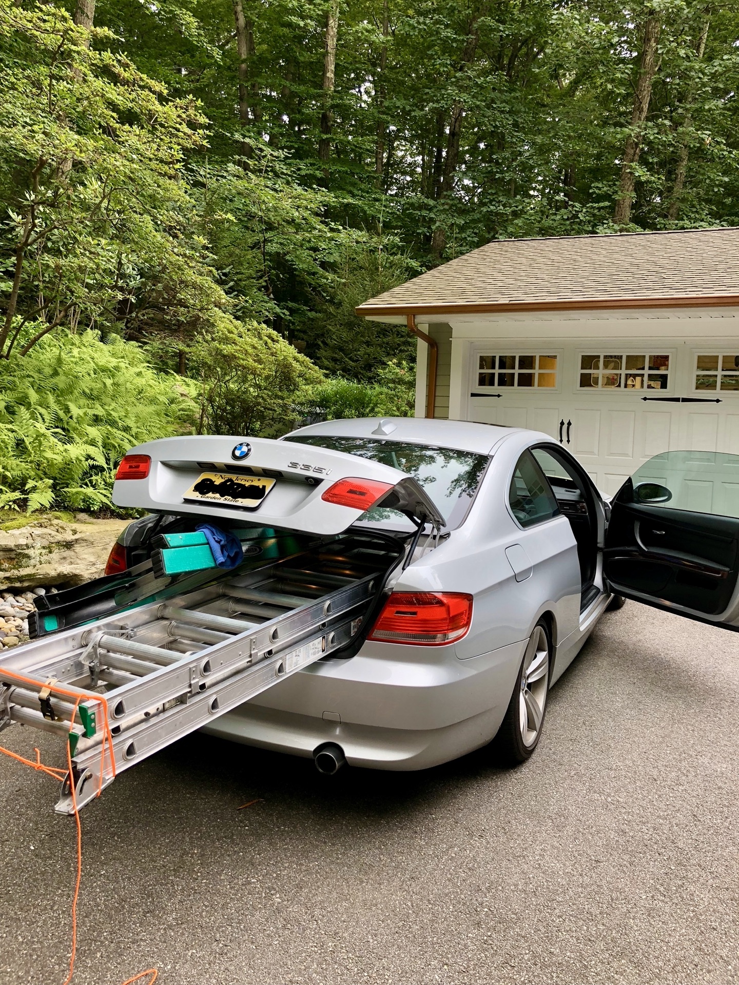 Ryan's BMW 335i with equipment for Pleasant View Cleaning