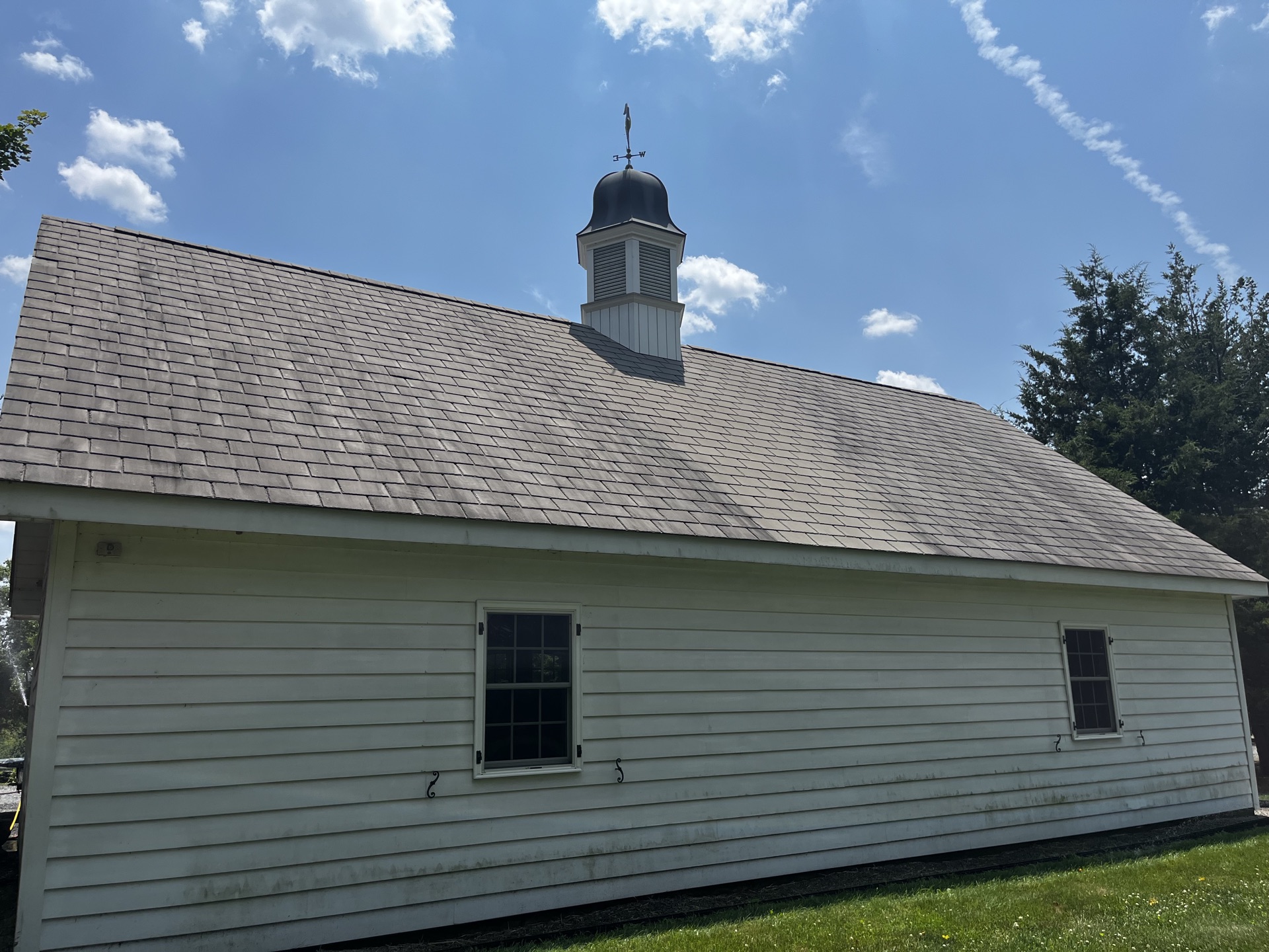After roof washing — barn clean